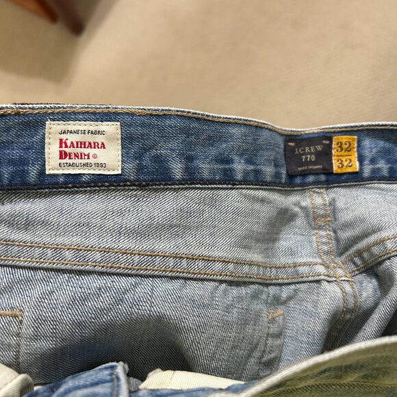 J. Crew 770 Japanese Kaihara Denim Distressed Light Indigo Jeans 32W 32L - Mint! - Picture 4 of 5